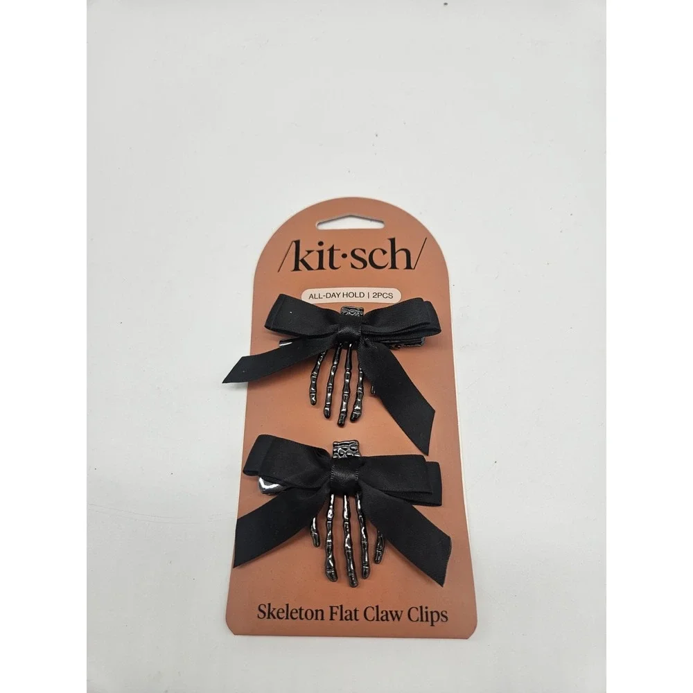 Kitsch Skeleton Flat Claw Clips Halloween Bows